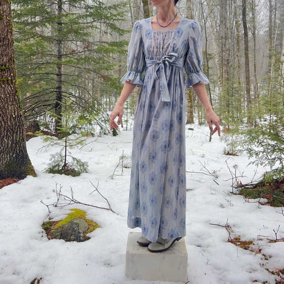 Handmade Dresses & Skirts - SOLD - Regency Peasant Dress - Soft Blue